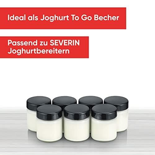 SEVERIN vaihtolasit jogurttikoneille, kannelliset jogurttipurkit (7 x 150 ml), sopivat SEVERIN jogurttikoneisiin JG 3516 / JG 3518 / JG3519 / JG 3520