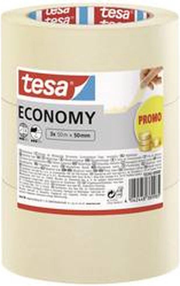 tesa Economy 55342-00000-00 Maskeringstape Hvid (LxB) 50 mx 50 mm 3 stk.