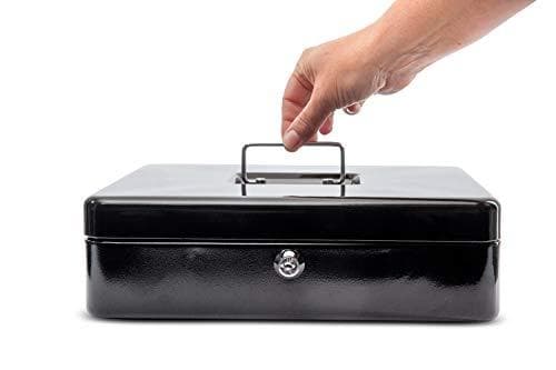 MAUL kassalaatikko, musta, mitat: (L)300 x (S)245 x (K) 90 mm, valmistettu maalatusta teräksestä, turvasylinterilukko 2 kpl (56114-90)