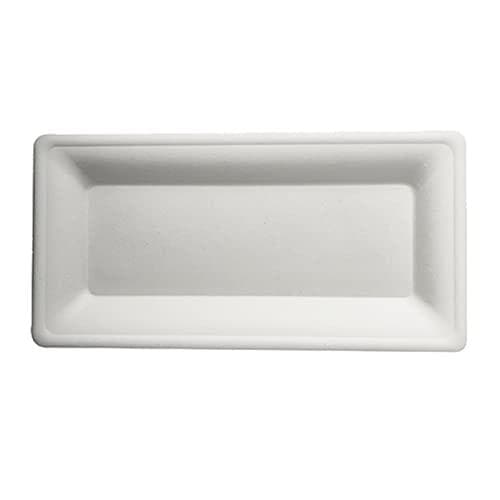 PAPSTAR sukkerrørstallerken Ren, rektangulær, 130 x 260 mm lavet af sukkerrør, komposterbar, velegnet til mikroovnbrug - 1 stk (86983)