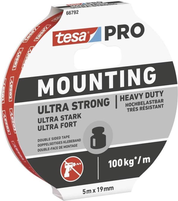 tesa Montering PRO Ultra Strong 66792-00001-00 Monteringstape Hvid (LxB) 5 mx 19 mm 1 stk.