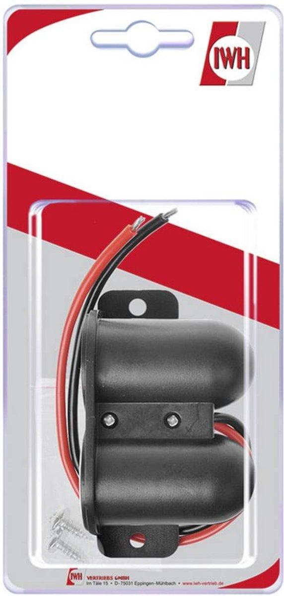 IWH 019010 Stikkontakt med USB 12/24 Volt 2100 mA Strømbelastning (maks.): 4,2 A