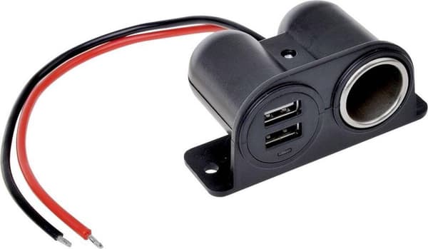 IWH 019010 Uttag med USB 12/24 Volt 2100 mA Strömbelastning (max.): 4,2 A