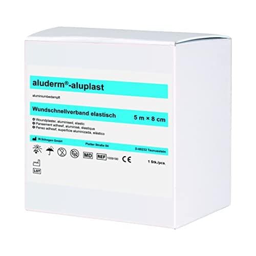 Söhngen Aluderm-Aluminplast elastisk sårpuds (størrelse 5 mx 8 cm, aluminiumdampet, klæber ikke/fiberfrit/stærkt absorberende, fremmer huddannelse og