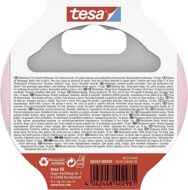tesa Professional Sensitive 56267-00000-01 Maskeringstejp Rosa (LxB) 50 mx 25 mm 2 st.