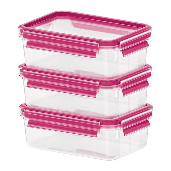 emsa fresh förvaringsbox CLIP & CLOSE, set om 3, 0,55 L, transportsäker hallonklämma, unik tätning, - 1 st (515582)