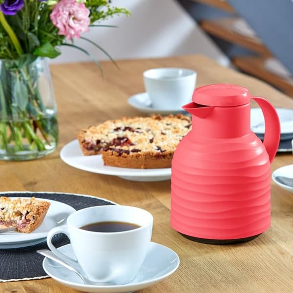 Emsa N40109 Samba Wave vakuumkanna | 1,0 liter | Snabbpress plast | Isolerkolv av glas | Kaffekanna: 12h varm/24h kall | 100% tight | stenar