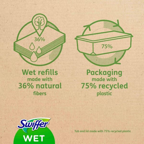 Swiffer Floor Cleaner Fugtige gulvservietter med frisk citronduft - 24 refills