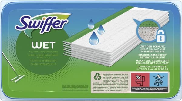 Swiffer Floor Cleaner Kosteat lattiapyyhkeet tuoreella sitruunatuoksulla - 24 täyttöä