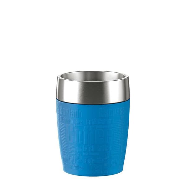 emsa TRAVEL CUP lämpömuki, 0,20 L., kaulus sininen, laadukas ruostumaton teräs, silikonipinnoite, - 1 kpl (514515)