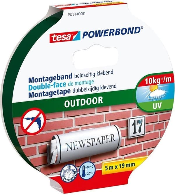 Tesa Monteringstape Outdoor - 5 mx 19 mm