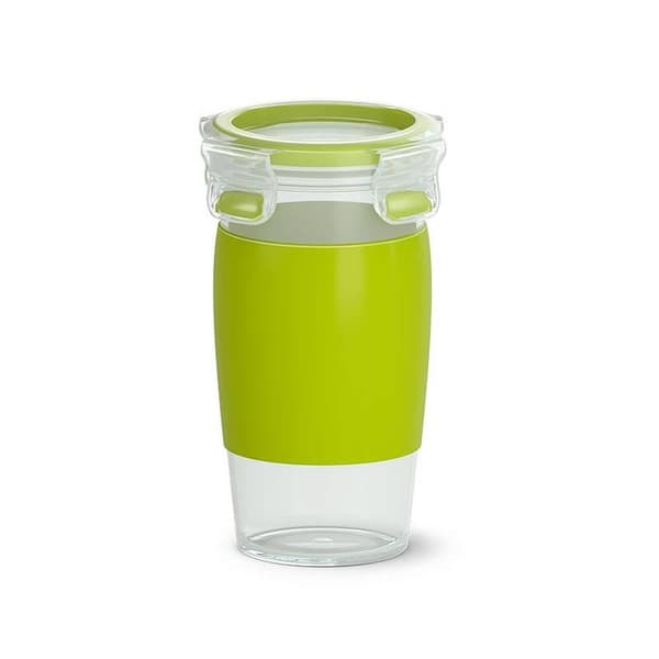 emsa smoothie krus CLIP & GO, 0,45 liter, rundt smoothie krus med silikone ærme, gennemsigtig / grøn - 1 stk (3110600383)