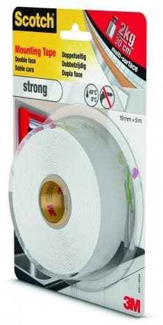 3M Scotch dobbeltsidet monteringstape, 19 mm x 5 m stærk klæbemiddel, bæreevne: 30 cm for 2 kg, temperatur - 1 stk (40011950)