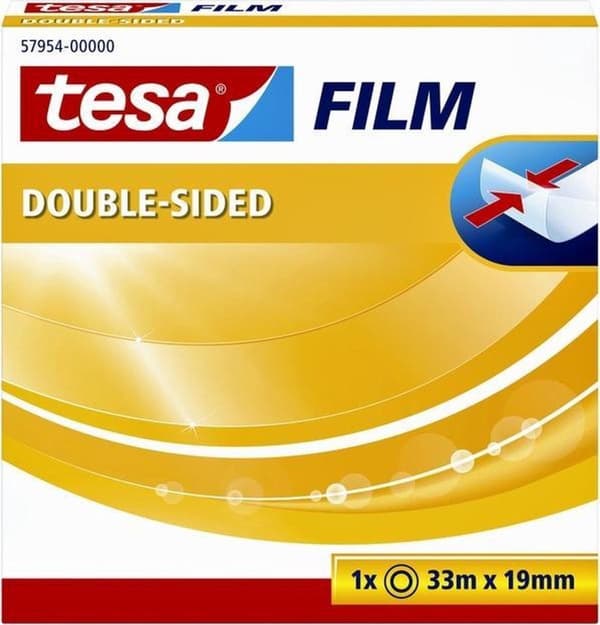 Tesa dubbelhäftande tejp format 33 mx 19 mm i kartong