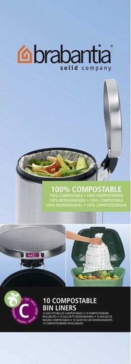 Brabantia PerfectFit kompostoituvat roskapussit - 10/12 l - Koodi C - 10 kpl