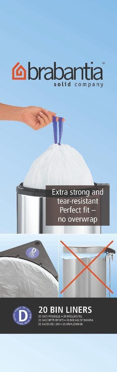 Brabantia PerfectFit Jätepussi kiristysnyörillä - 15/20 l - Koodi D - 20 kpl