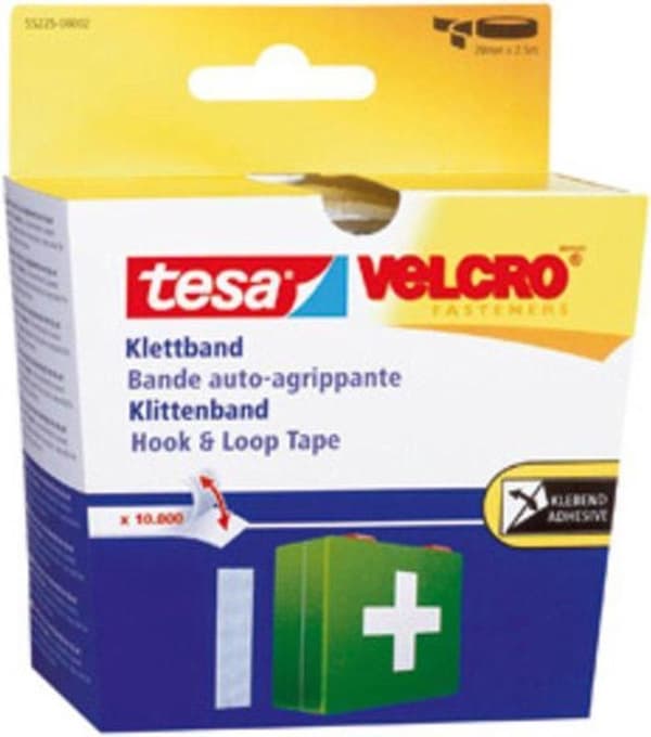 Tesa-Velcro Velcro 55225-WI - 20 x 2500 mm - Hvid