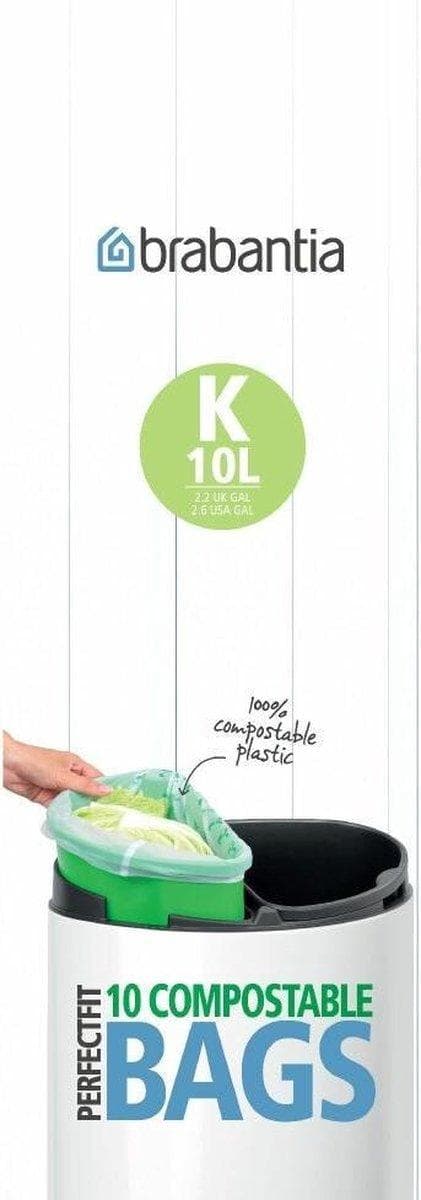 Brabantia PerfectFit komposterbare affaldssække - 10 l - Kode K - 10 stk.