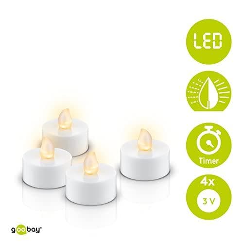 Goobay sæt med 4 LED fyrfadslys med timer (49868)