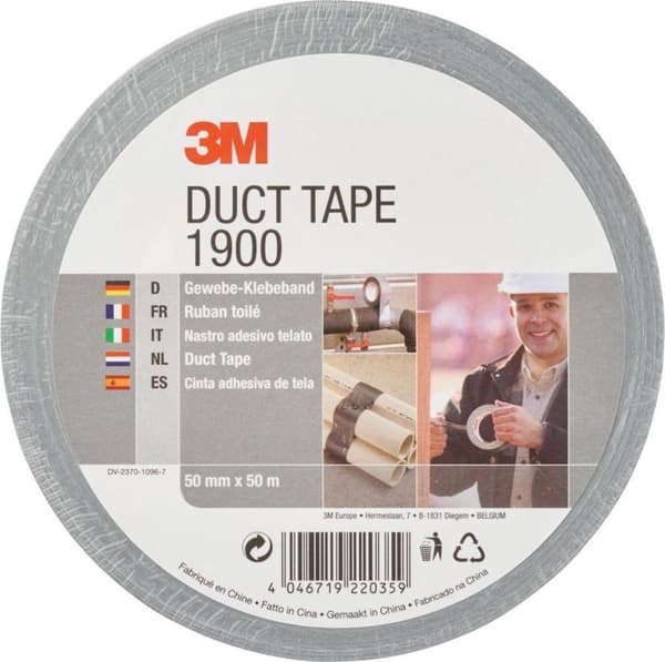 3M 1900 - Kanaltape - 50 mm x 50 m - Sølv