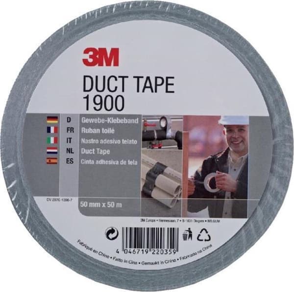 3M 1900 - Kanaltape - 50 mm x 50 m - Sølv