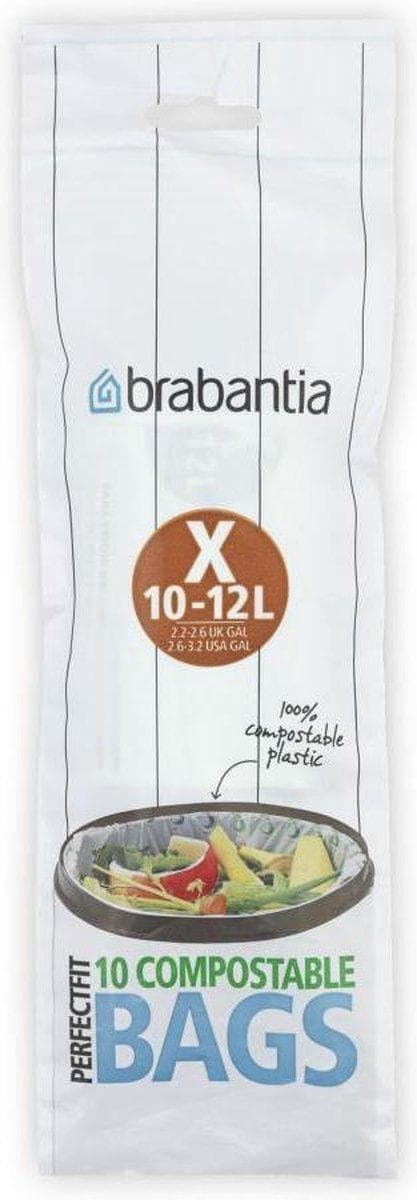 Brabantia PerfectFit kompostoituvat roskapussit - 10/12 l - Code X - 10 kpl