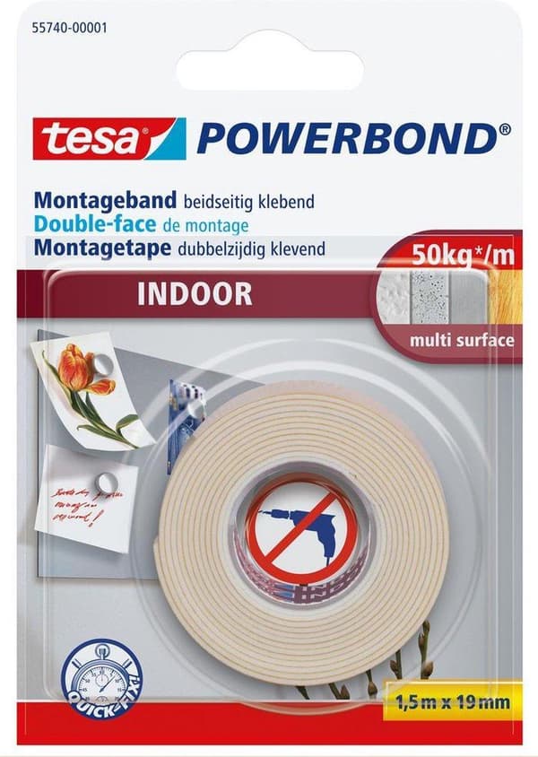 Tesa-asennusteippi sisäkäyttöön - 1,5 mx 19 mm