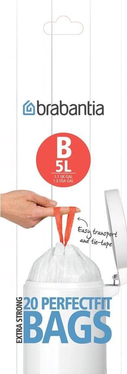 Brabantia PerfectFit jätepussi kiristysnyörillä - 5 l - Koodi B - 20 kpl