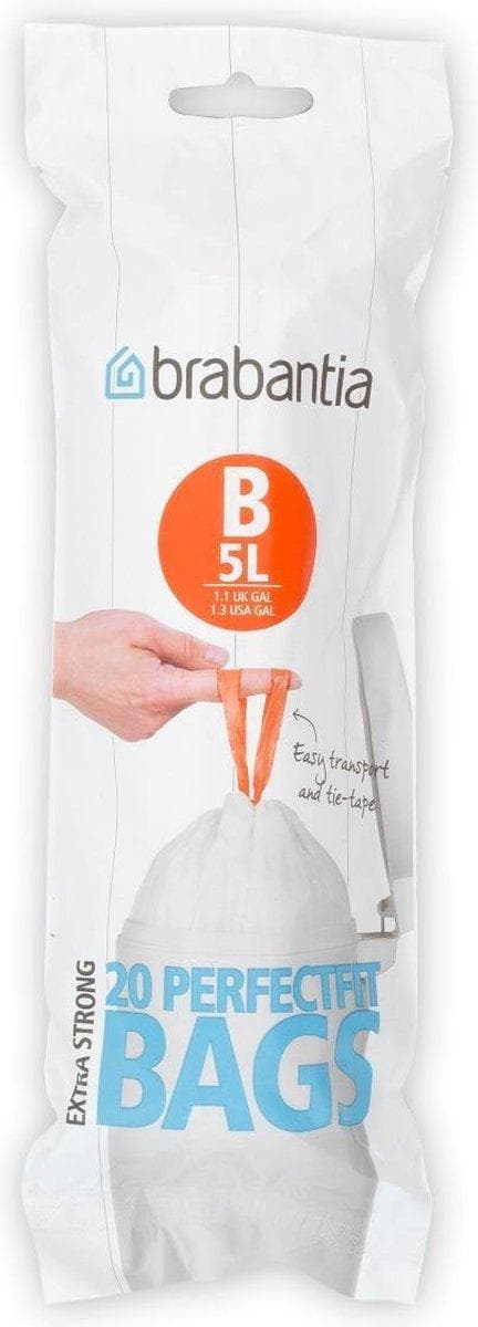 Brabantia PerfectFit jätepussi kiristysnyörillä - 5 l - Koodi B - 20 kpl