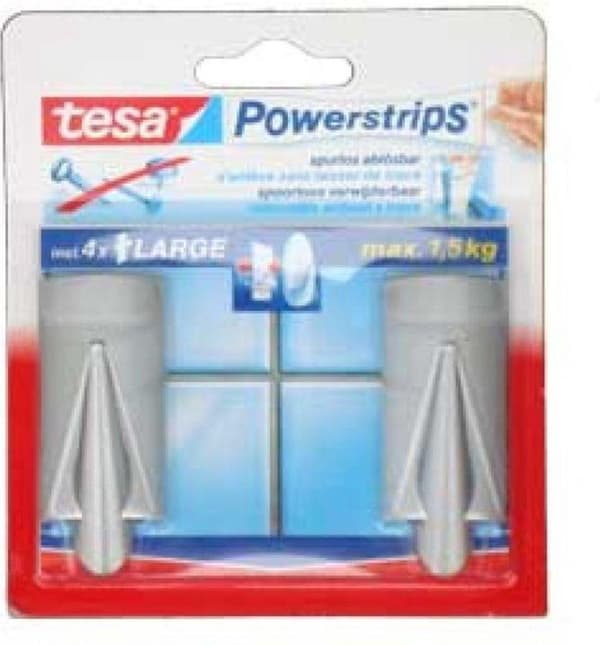 Tesa Powerstrips Kroge Trend Large - Krom - 2 stk