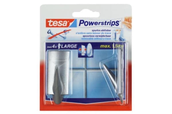 Tesa Powerstrips Kroge Trend Large - Krom - 2 stk