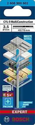 Miniatyrbillede 2 af 6: Bosch Professional 1x Expert CYL-9 MultiConstruction boremaskine (til beton, Ø 3,50x70 mm, tilbehør slagboremaskine)
