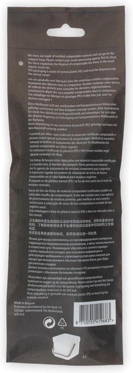 Brabantia PerfectFit kompostoitavat roskapussit - 6 l - Koodi S - 10 kpl