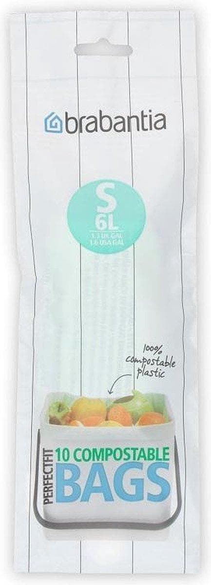 Brabantia PerfectFit kompostoitavat roskapussit - 6 l - Koodi S - 10 kpl