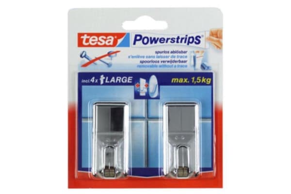 Tesa Powerstrips Kroge Large - Krom - 2 stk