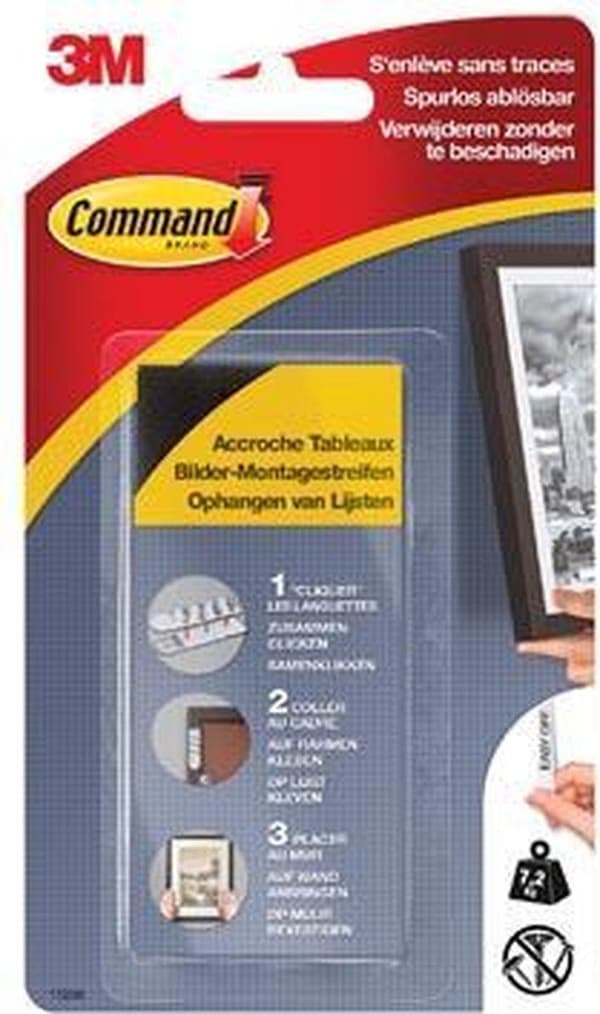 Command™ bildramsremsor, 17206BLK, svart, stor, 4 x 2 remsor, 7,2 kg