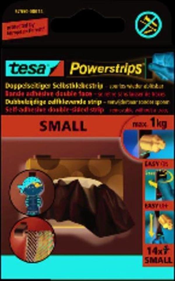Tesa Powerstrips Dobbeltsidede selvklæbende Strips Small - 14 stk