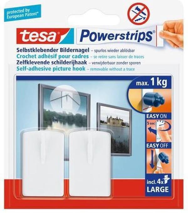 Tesa Powerstrips Bildkrok - Vit - 2 delar