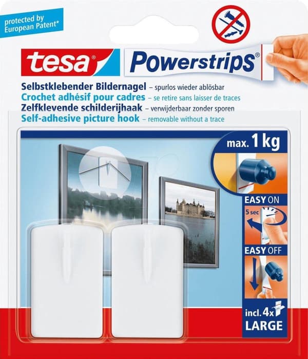 Tesa Powerstrips Bildkrok - Vit - 2 delar