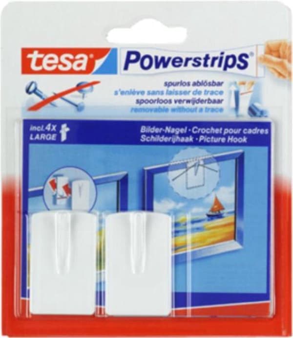 Tesa Powerstrips Bildkrok - Vit - 2 delar