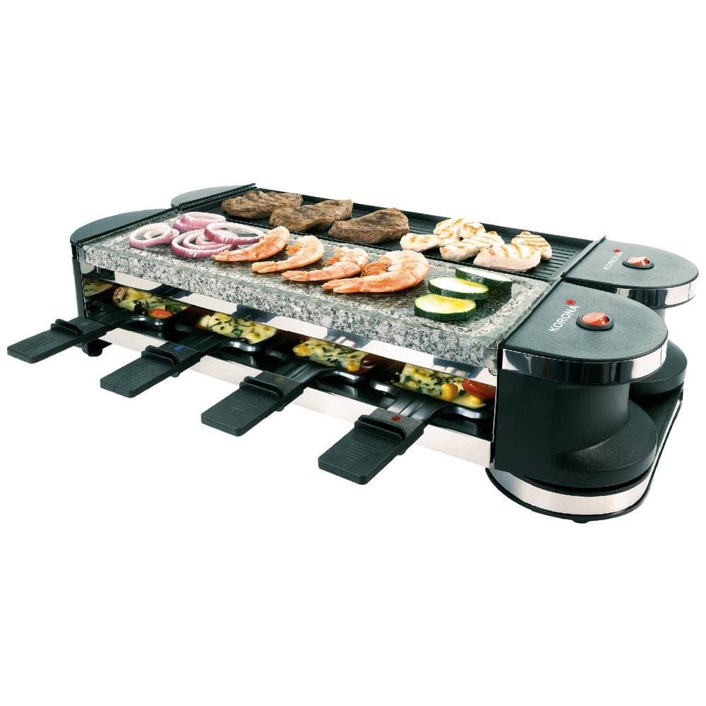 Korona 45071 Raclette 8 pannor, Non-stick-beläggning, Kontrolljus Svart