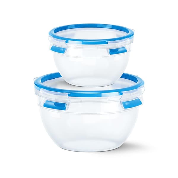 Emsa CLIP CLOSE -sarja, kaksi pyöreää tuoretta säilytyslaatikkoa 1,1 + 2,6 l Blue - Freshness Seal