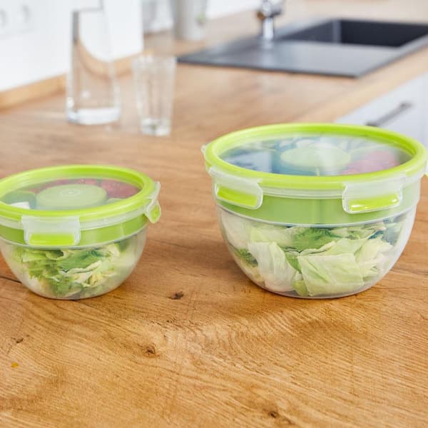 EMSA CLIP & GO Salladslåda XL, Box, Rund, 2,6 L, Grön, Transparent, Polypropen (PP), Termoplastisk elastomer (TPE), 127 mm