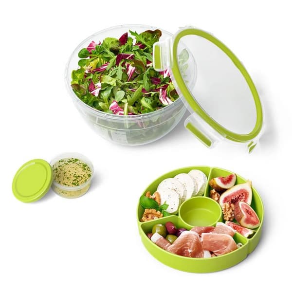 EMSA CLIP & GO Salladslåda XL, Box, Rund, 2,6 L, Grön, Transparent, Polypropen (PP), Termoplastisk elastomer (TPE), 127 mm