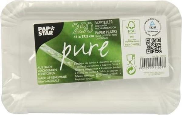 Papstar 11057 Rektangulært Papir Hvid 250 stk. plade