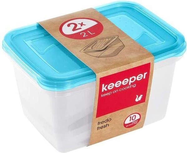 Fredo Fresh Färskmatlådor Transp/blå Set 2 20x15x10 - 2 L Keeper 30676