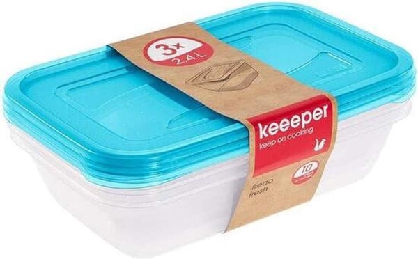 Fredo Fresh Tuoreruokalaatikot Transp/sininen Set 3 29x19x07 - 2,4 L Keeper 30679