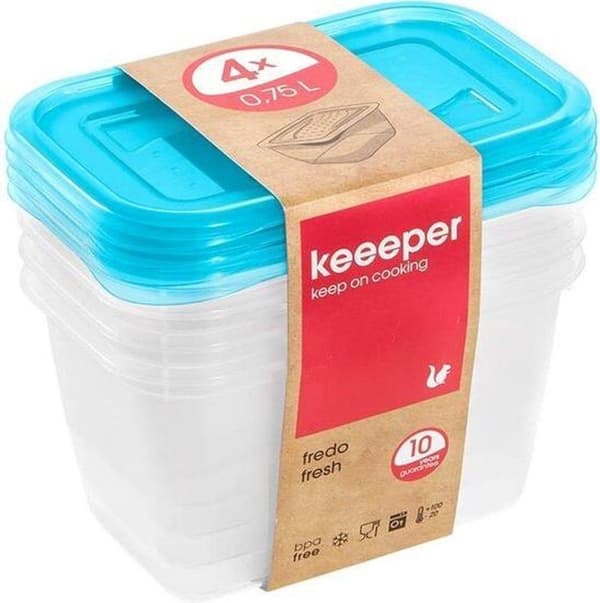 Fredo Fresh Frisk mad æsker Transp/blå Sæt 4 15x10x08 - 0,75l Keeper 30673