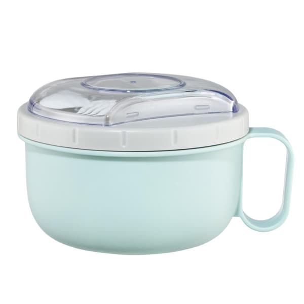 Xavax madkasse rund, til mikroovn, med bestik, 1100 ml, pastelblå/grå (00181583)