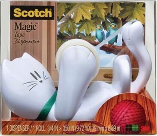 Scotch® Tape Dispenser Design Cat, Vit + 1 rulle Scotch® Magic™ Tape 19 mm x 8,89 m